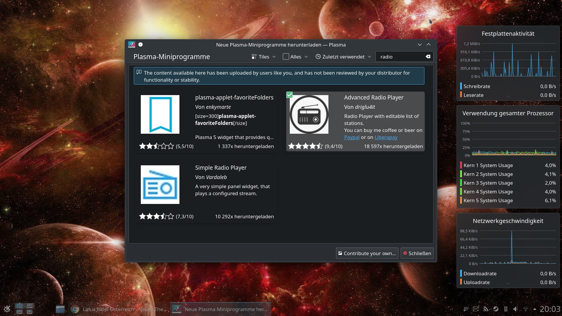 Miniprog Software Advanced Radio Player – Online Radio für Linux / KDE – Linux-Bibel
