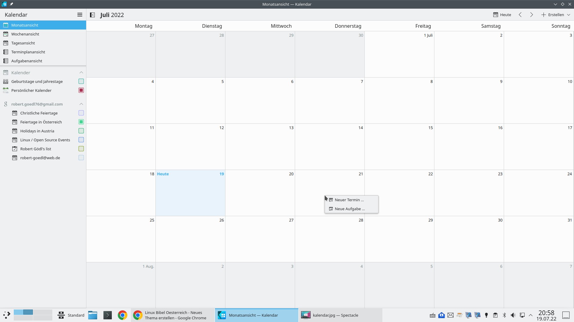 Kalendar – Reine Kalender-Anwendung für KDE unter Linux – Linux-Bibel