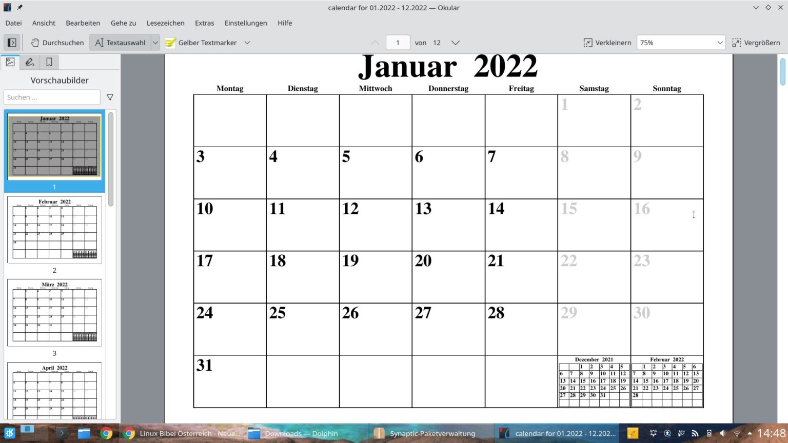 Pcal – Einfache Kalender unter Linux selbst erstellen – Linux-Bibel