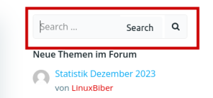 Suchfenster einer Website